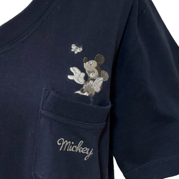 90s OVERSIZED NAVY T-SHIRT MAXI DRESS W EMBROIDERED MICKEY MOUSE LOUNGEWEAR SZ L - Picture 7 of 13